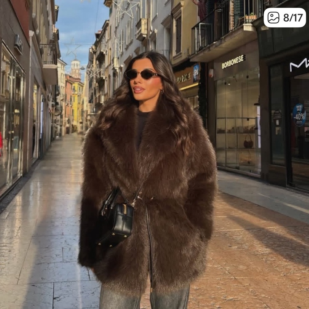 Zara Women's Dark Brown fur coat